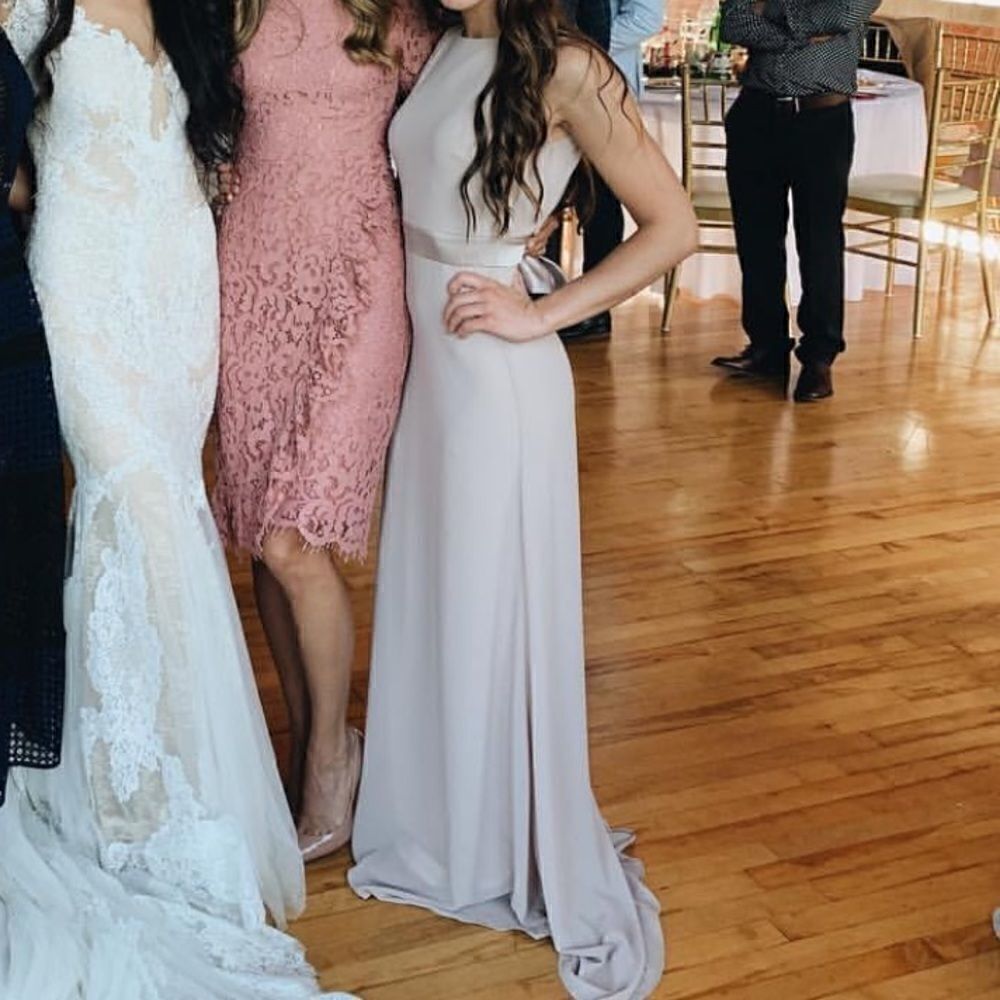 TFNC bow back maxi Bridesmaid dress in gray - Picture 8 of 8